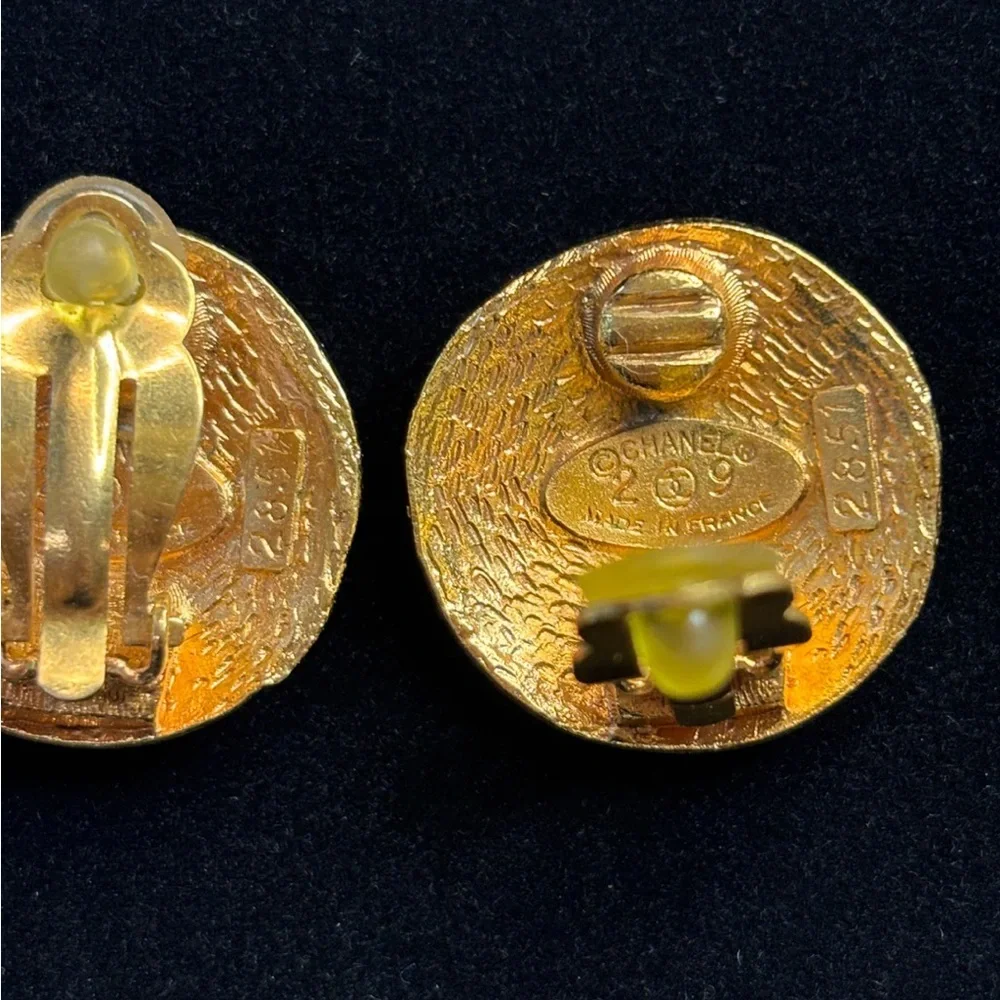 Chanel Gold Plated CC Clip on Earrings - Picture 3 of 5